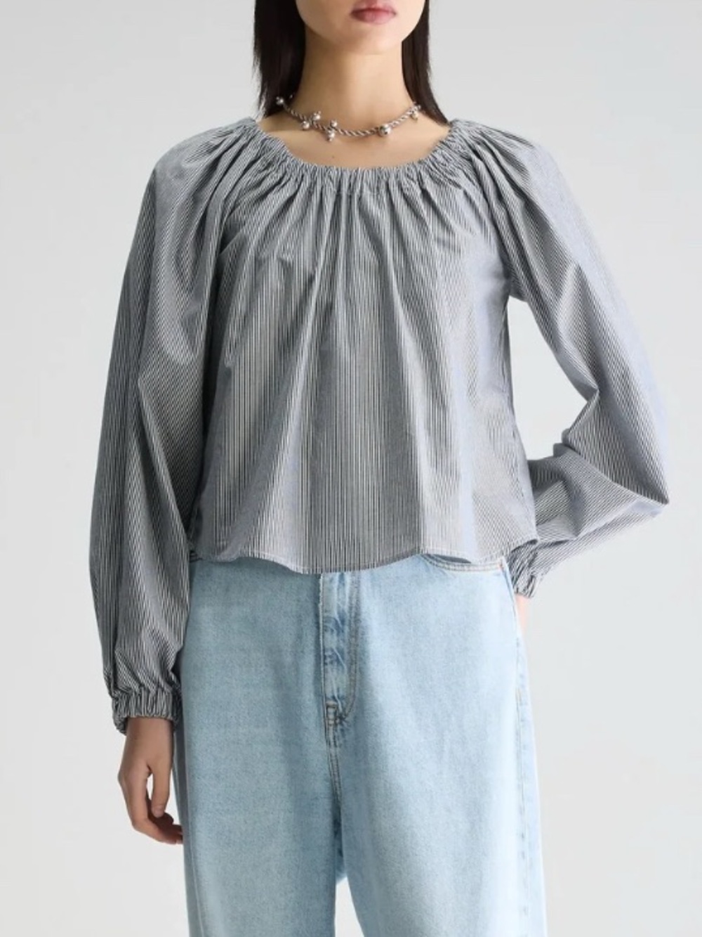 NWT Bellerose Taissa Cotton Balloon Sleeve Boho Coastal Blouse Size 36 US 6 S/M